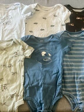 (6) Carter's Blue Adventure Graphic Short-Sleeve Bodysuit 24-month